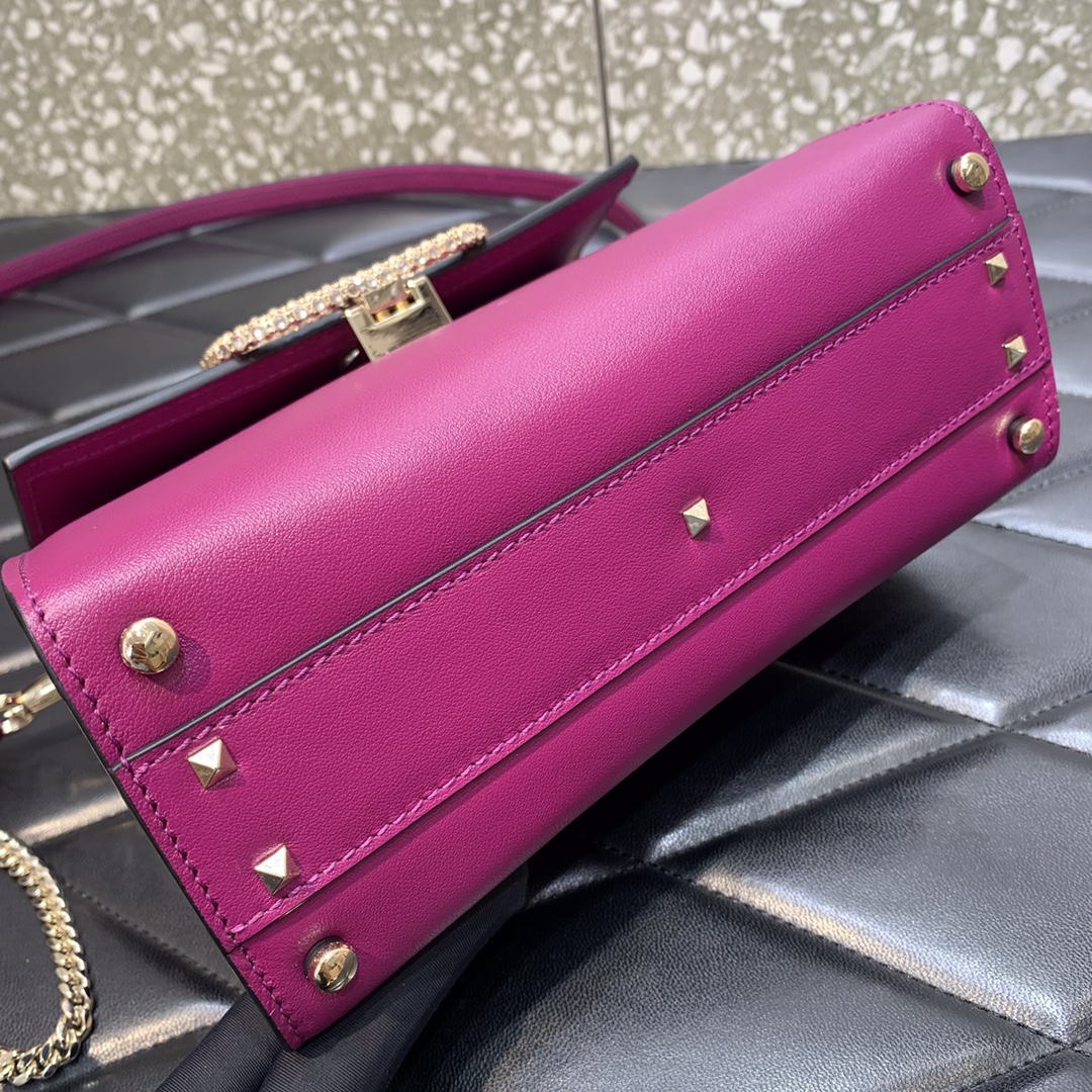 Valentino Garavani Vsling Small Handbag in Rose Purple Grainy Calfskin 